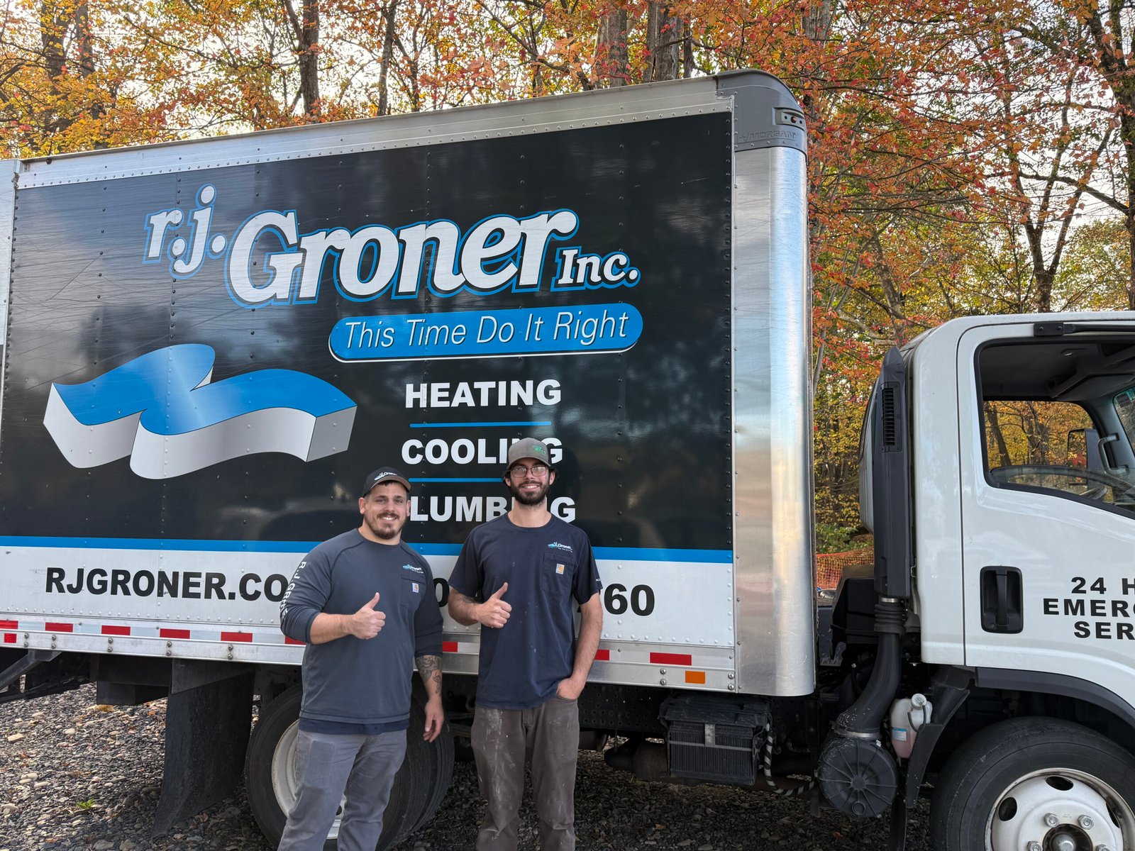 R.J. Groner service team and fleet on the road in Monroe County